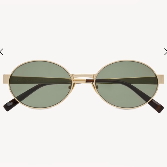 Saint Laurent Eyewear Oval Frame Sunglasses (Green/Gold) - Picture 1 of 6
